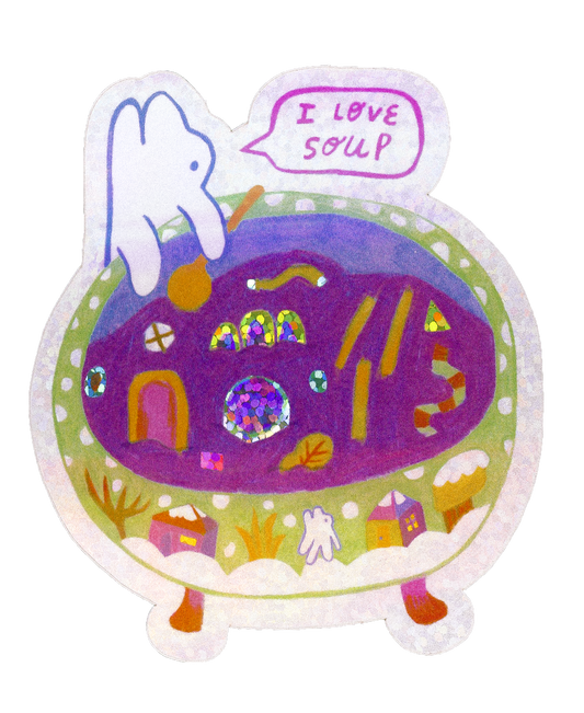 I Love Soup Glitter Sticker